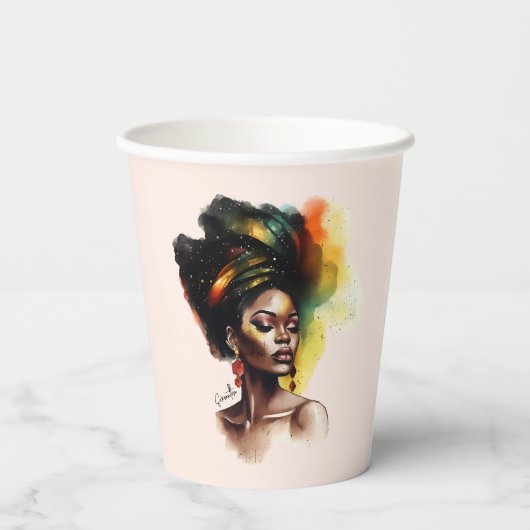 Empowered Afro-Amerikaanse Vrouw (2) Papieren Bekers (Achterkant)