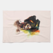 Empowered Afro-Amerikaanse Vrouw (2) Theedoek (Horizontaal)