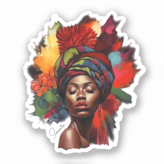 Empowered Afro-Amerikaanse vrouw Sticker (Voorkant)