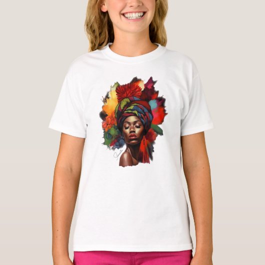 Empowered Afro-Amerikaanse vrouw T-shirt (Voorkant)