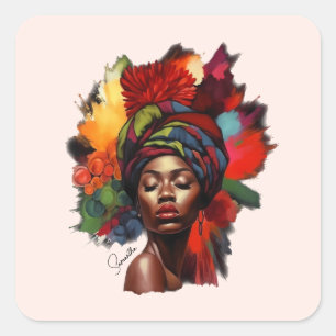 Empowered Afro-Amerikaanse vrouw Vierkante Sticker