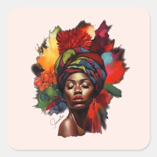Empowered Afro-Amerikaanse vrouw Vierkante Sticker (Voorkant)