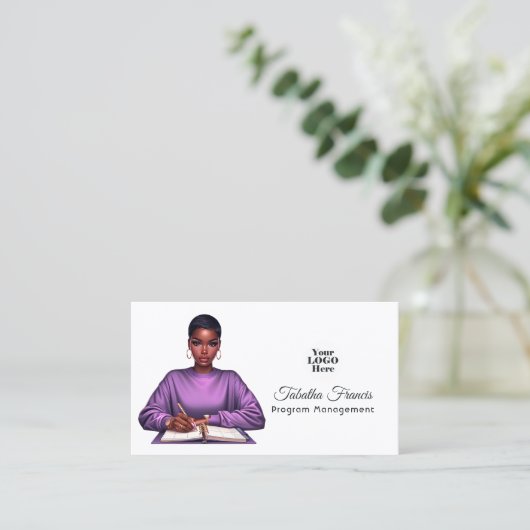 Empowered Afro Black Woman Baas Leiderschap Kunst Visitekaartje (Staand voorkant)