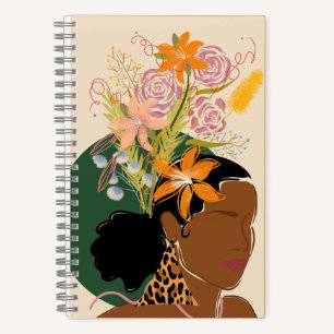 Empowered Black Woman met Leopard Print Oorbellen Notitieboek