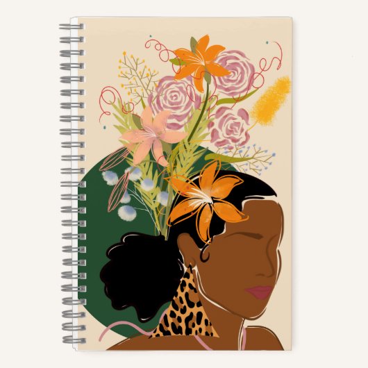 Empowered Black Woman met Leopard Print Oorbellen Notitieboek (Voorkant)