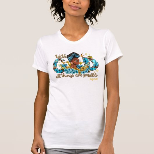Empowered Black Woman met Spirituele Grace T-shirt (Voorkant)