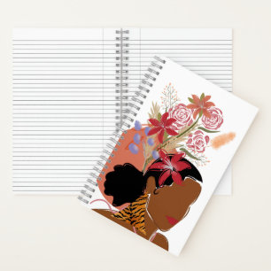 Empowered Black Woman met Tiger Print Oorbellen Notitieboek