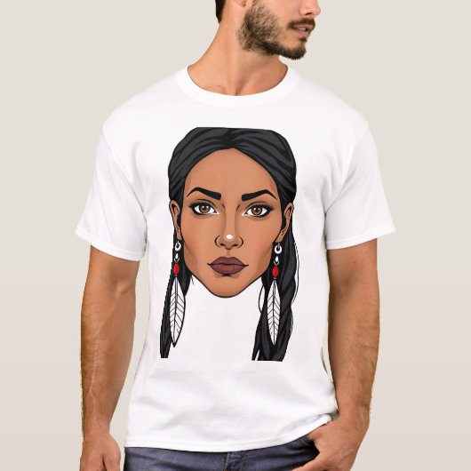 Empowered Cherokee Woman Face T-shirt (Voorkant)