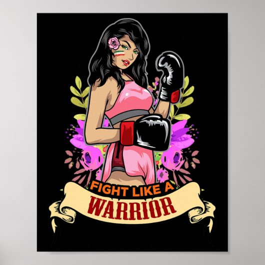 Empowered Latijns-Amerikaanse vrouw boksen kickbok Poster (Voorkant)