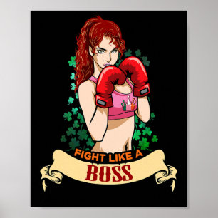 Empowered Sterke Ierse Vrouw Boksen Kickboksen Mei Poster