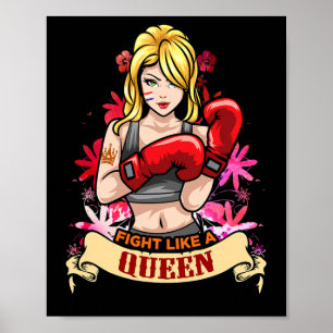 Empowered Sterke Vrouw Boksen Kickboksen Meisje Fi Poster