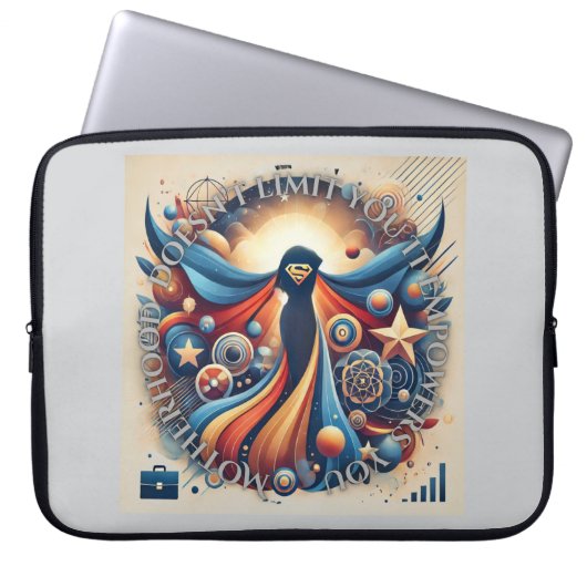 Empowered Super Moeder Inspirerende Quote AI-kunst Laptop Sleeve (Voorkant)