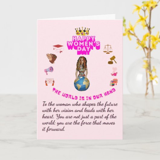 Empowered to lead happy women's day kaart (Gele Bloem)