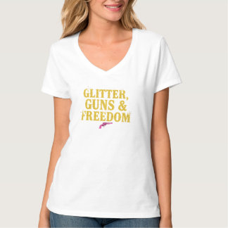 Empowered vrouw: Glitter, geweren & vrijheid T-shirt