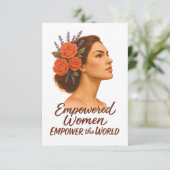Empowered Vrouw met Bloemen Bedankkaart (Staand voorkant)