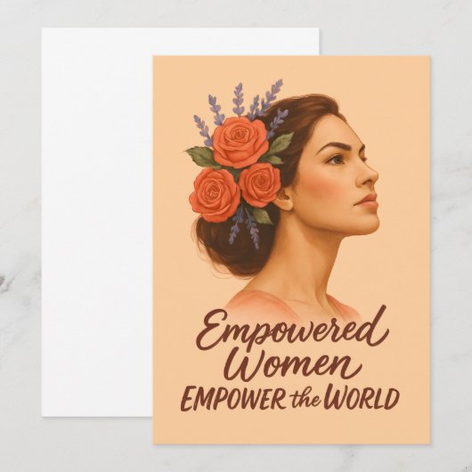 Empowered Vrouw met Bloemen Kaart (Voorkant / Achterkant)