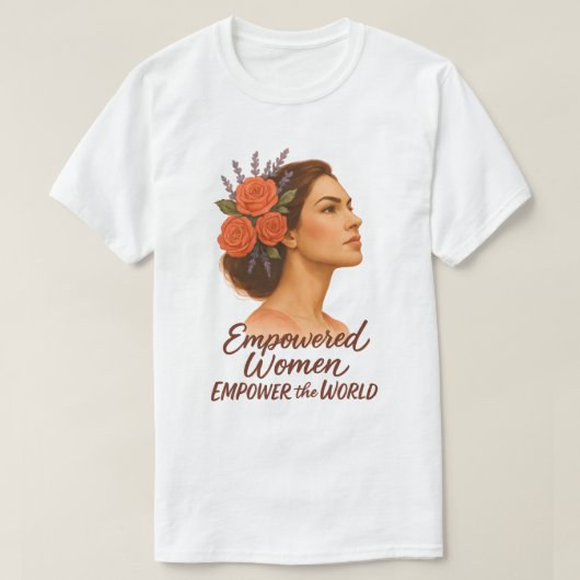 Empowered Vrouw met Bloemen T-shirt (Design voorkant)