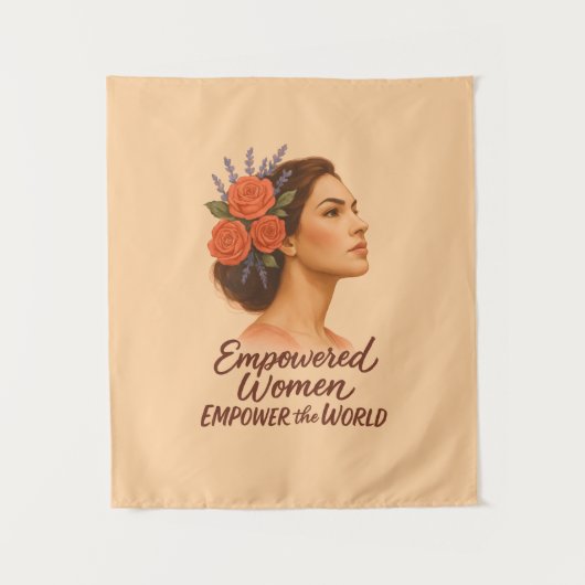 Empowered Vrouw met Bloemen Wandkleed (Voorkant)