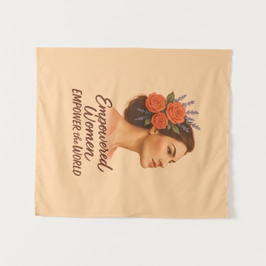 Empowered Vrouw met Bloemen Wandkleed (Voorkant (horizontaal))