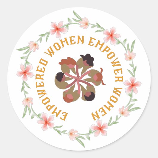 Empowered Vrouwen Empowerment Vrouwen Bloemen Sina Ronde Sticker (Voorkant)
