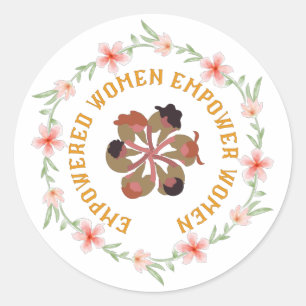Empowered Vrouwen Empowerment Vrouwen Bloemen Sina Ronde Sticker