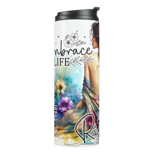 Empowered Woman Floral | Inspirerend quotes (3) Thermosbeker (Gedraaid links)