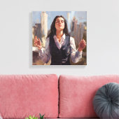 Empowered Woman in Urban Landscape - Abstract Canvas Afdruk (Insitu (Woonkamer))