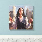 Empowered Woman in Urban Landscape - Abstract Canvas Afdruk (Insitu (Houten vloer))