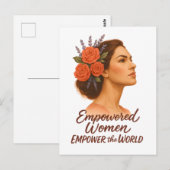Empowered Woman with Floral Briefkaart (Voorkant / Achterkant)