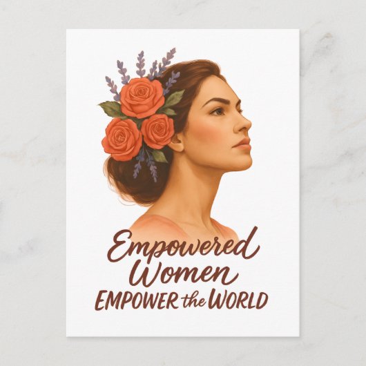 Empowered Woman with Floral Briefkaart (Voorkant)