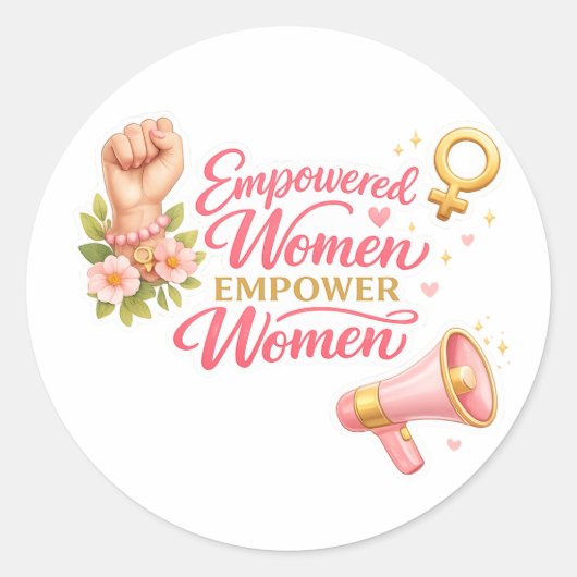 Empowered women empower women ronde sticker (Voorkant)