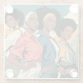 Empowered Women in Urban Mode Glazen Onderzetter (Achterkant)