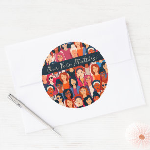 Empowered Women Stemmen Blanco Binnen Kaart Ronde Sticker