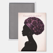 Empowered Zwarte Vrouw Silhouet Magneet (Voorkant / Achterkant)
