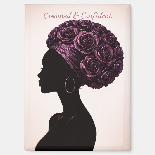 Empowered Zwarte Vrouw Silhouet Magneet (Voorkant)