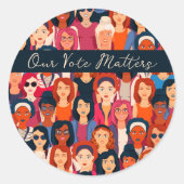 Empowerged vrouwen stemmen blanco in de Kaart Ronde Sticker (Voorkant)
