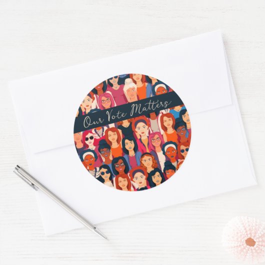 Empowerged vrouwen stemmen blanco in de Kaart Ronde Sticker (Envelop)