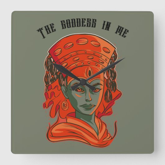 Empowering Goddess Art Spirituele Vrouwelijke Krac Vierkante Klok (Voorkant)