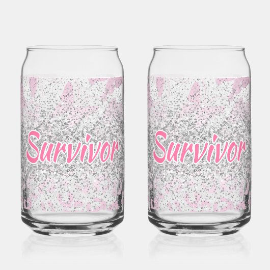 Empowering 'Survivor' Breast Cancer Triumph Blikvorm Glas (Links)