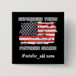 Empowering Voices US 2024 Verkiezingen President Vierkante Button 5,1 Cm