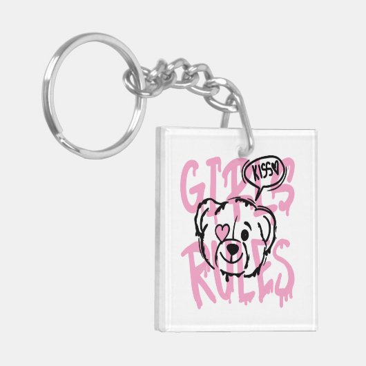 Empowering Women: MEISJES REGELS Kunstwerk Sleutelhanger (Voorkant Links)