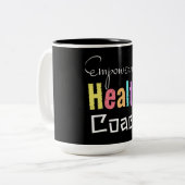 Empowerment Health Coach - Inspirerende Wellness e Tweekleurige Koffiemok (Voorkant links)