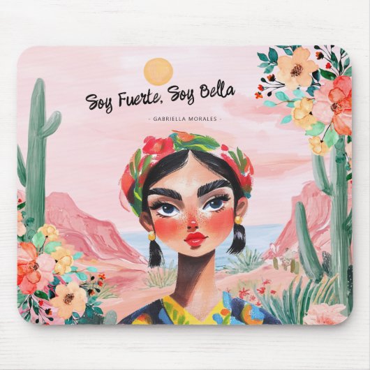 Empowerment in bloei: gepersonaliseerd monogram muismat (Voorkant)