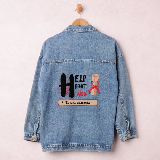 Empowerment in elke steek ,Help Fight AIDS Dag  Denim Jacket (Hangar)