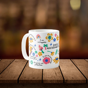 Empowerment Retro Cadeau, Groovy Bloem Affirmatie Koffiemok