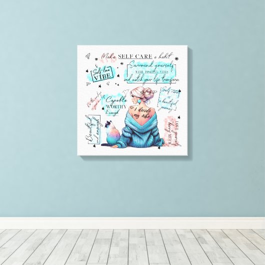 Empowerment van de vrouw inspireert positieve beve canvas afdruk (Insitu (Houten vloer))