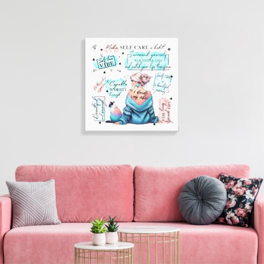Empowerment van de vrouw inspireert positieve beve canvas afdruk (Insitu (Woonkamer))