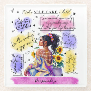 Empowerment van de vrouw inspireert positieve beve glazen onderzetter