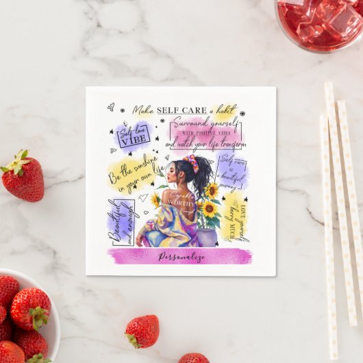 Empowerment van de vrouw inspireert positieve beve servet (Insitu)