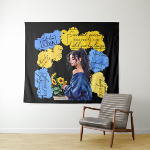 Empowerment van de vrouw inspireert positieve beve wandkleed
